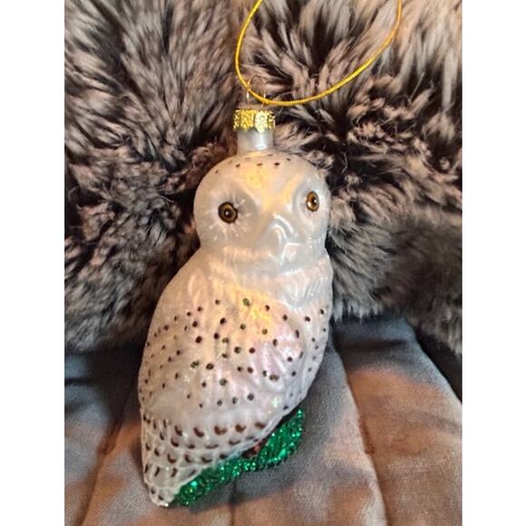 Unknown Other - Great White Owl 4.75" Glass Christmas Ornament‎